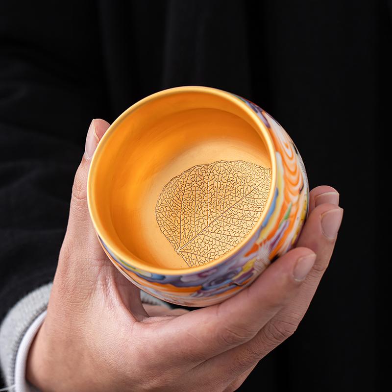 Golden Crane Tea Cup Tenmokus