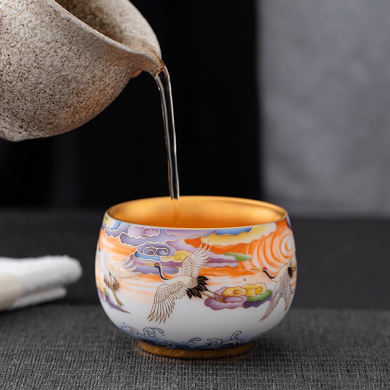 Golden Crane Tea Cup Tenmokus