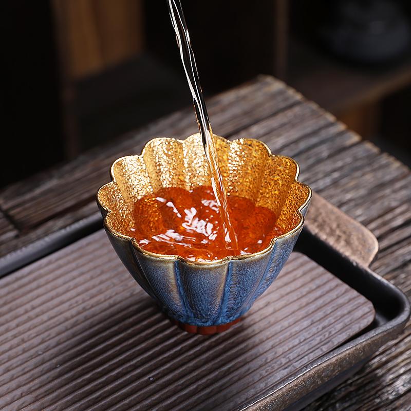 Golden Flower Tea Cup Tenmokus