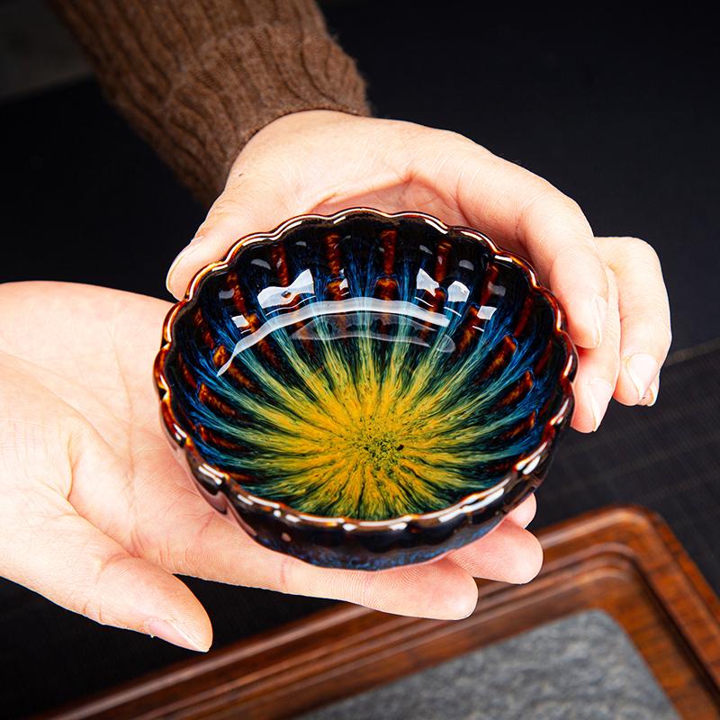 Golden Peacock Tea Cup Tenmokus