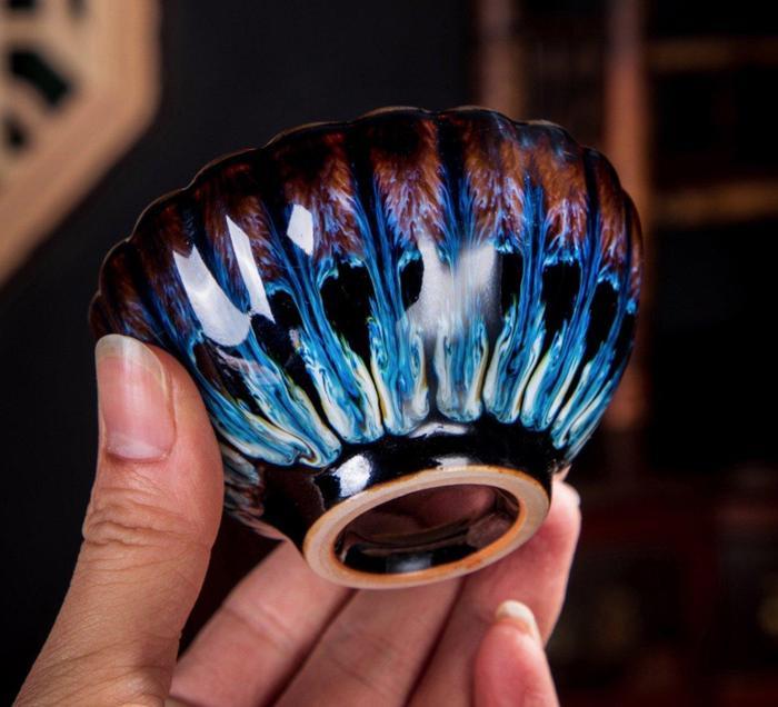 Golden Peacock Tea Cup Tenmokus