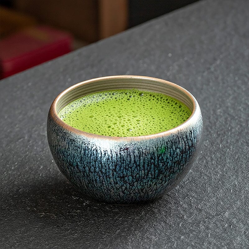 Glacier Matcha Bowl – Handmade Jianzhan Tenmoku with Ice Glaze