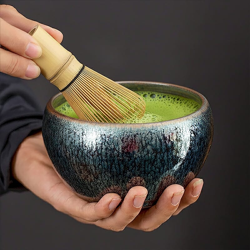 Glacier Matcha Bowl – Handmade Jianzhan Tenmoku with Ice Glaze
