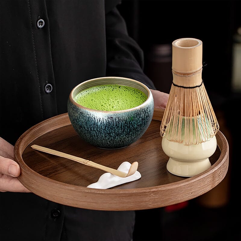 Glacier Matcha Bowl – Handmade Jianzhan Tenmoku with Ice Glaze