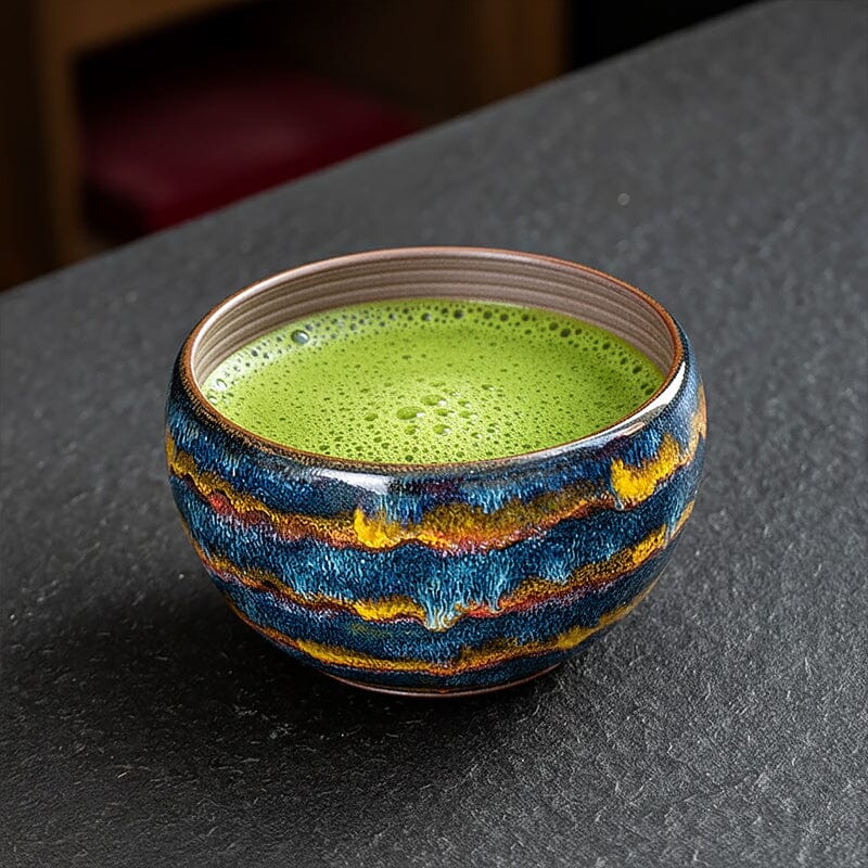 Panlong Matcha Bowl – Handmade Tenmoku Tea Cup with Dragon Scale