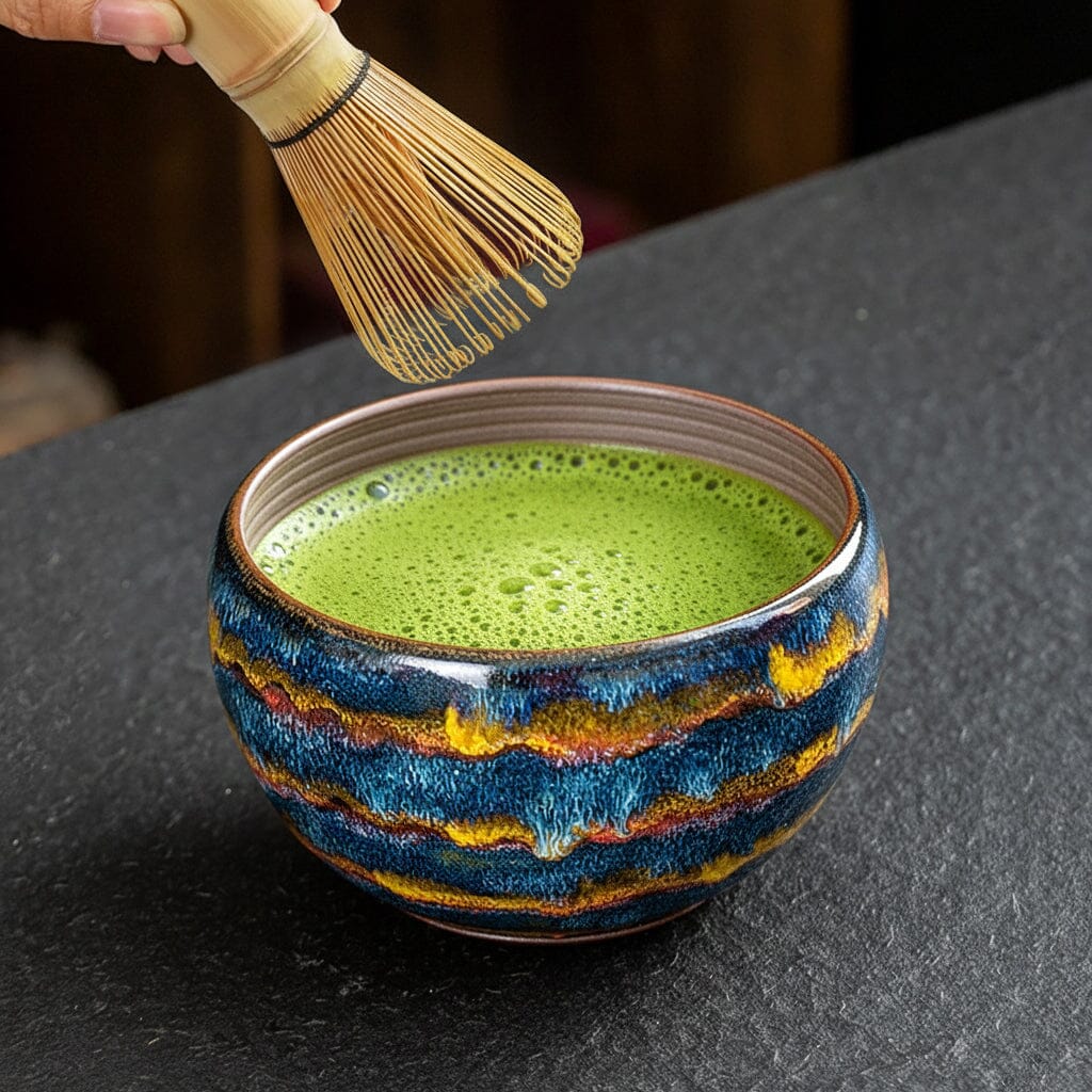 Panlong Matcha Bowl – Handmade Tenmoku Tea Cup with Dragon Scale
