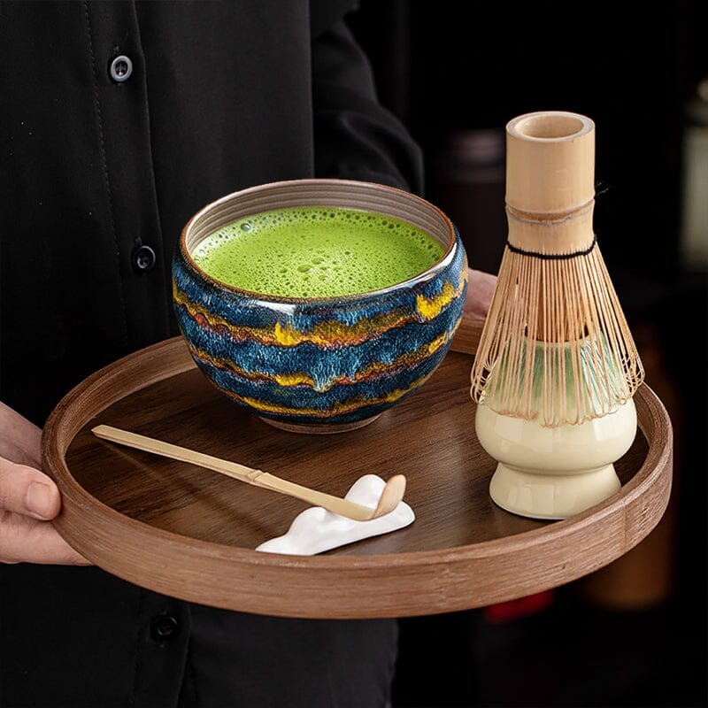 Panlong Matcha Bowl – Handmade Tenmoku Tea Cup with Dragon Scale