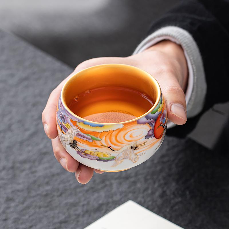 Golden Crane Tea Cup Tenmokus
