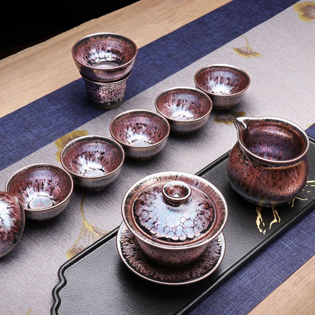 Succulent Jian Zhan Tenmoku Tea Set – Sage Green Handmade Tea Cup